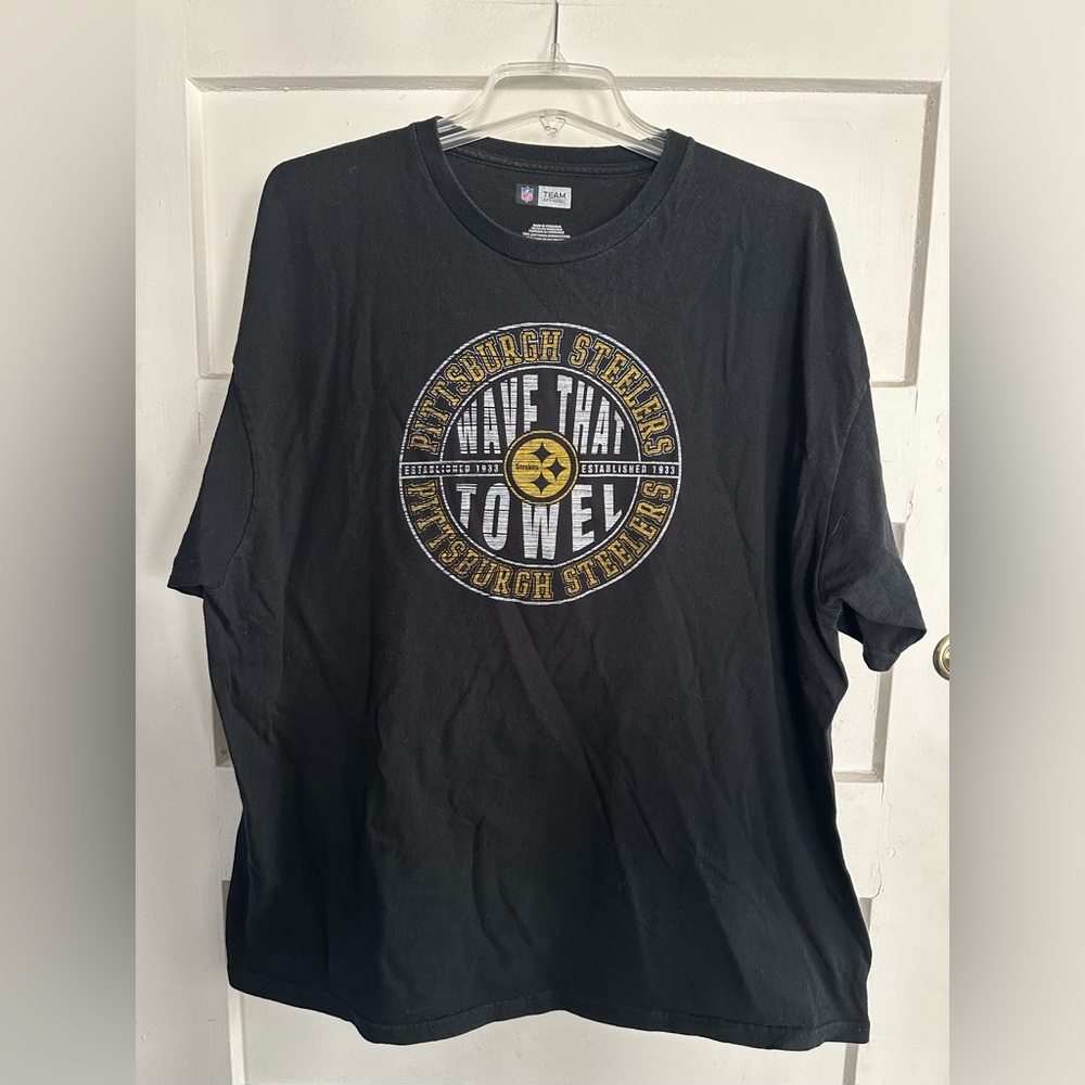 NFL Black and Gold Pittsburgh Steelers Wave that Towel  Tee